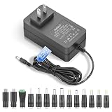 ALITOVE 12V Power Supply 2.5A AC/DC Adapter 100~240V 50-60hz to DC 12 Volt Power Cord Transformer Class 2 Power Supply 2.5 Amp 2A 1.5A 6.2FT with 14 Tips for LED Light CCTV Camera PC Monitor Router