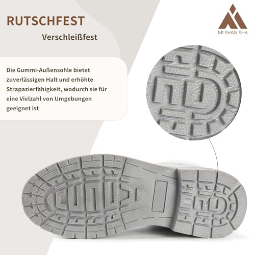 Mishansha Winterschuhe Damen Warme Gefüttert Winterstiefel Frauen Stiefeletten Grau Gr.41