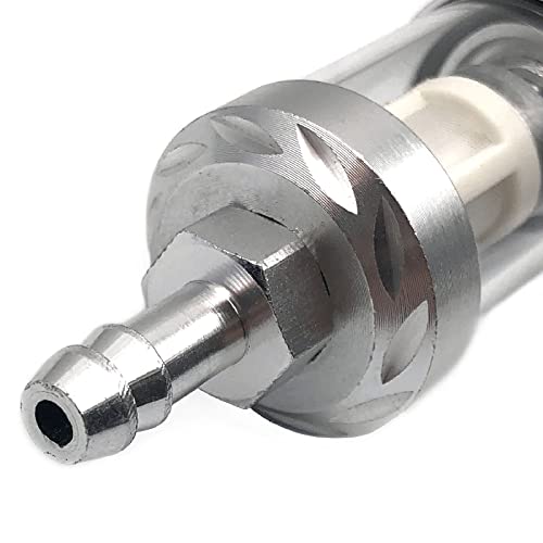 Fainwan 2Pcs 5/16 Inch 9747 Inline Fuel Filter With Clear View Glass And Chrome Hose Barb #TOP2