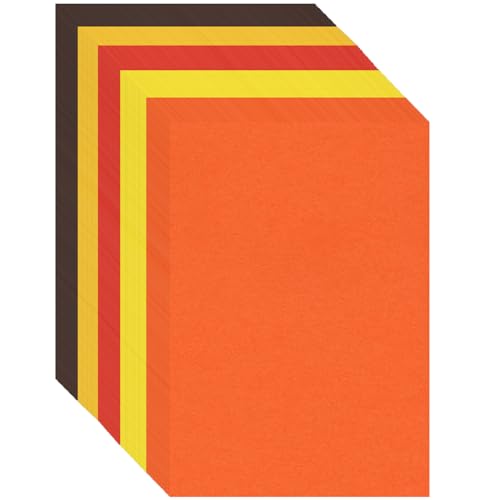 100 Sheets Autumn Cardstock, 5 Assorted Colors Thick Paper Autumn