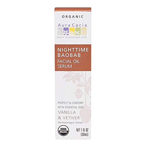 Aura Cacia Nighttime Baobab Facial Oil Serum, 1 Fluid Ounce