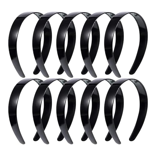 10 PACK Wide Plastic Headband with Teeth for Women, Prevents Hair Knots for DIY Crafts, Sports & School, 10 Pack with Good Elasticity - Tisuff