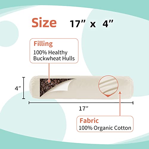 Uslixury Adjustable Buckwheat Pillow - Bolster Pillow With An Organic Pillow Cover(17X4 In), Cervical Neck Support Pillow For Neck Pain Relief, Breathable Cooling Pillow For Back And Side Sleepers #TOP1