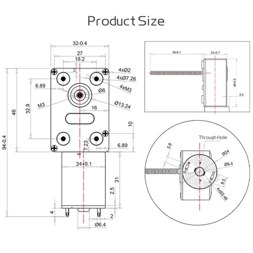 Moteur réducteur CC 12V 24V à couple élevé avec support de fixation robuste
