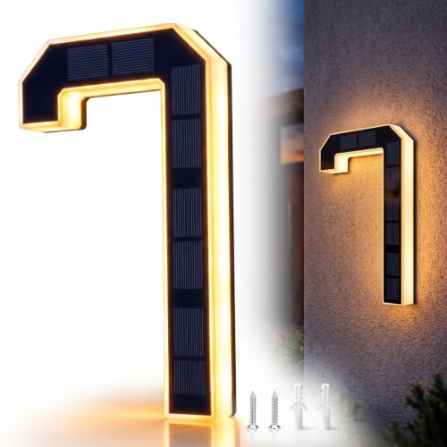 Saker 9 Inch Solar House Numbers for Outside, Address Numbers for House,IP44 Waterproof Auto On/Off Address Sign,Lighted House Numbers Light for Home Yard(7-Black, 9IN) by Saker - Used condition - US$27.64