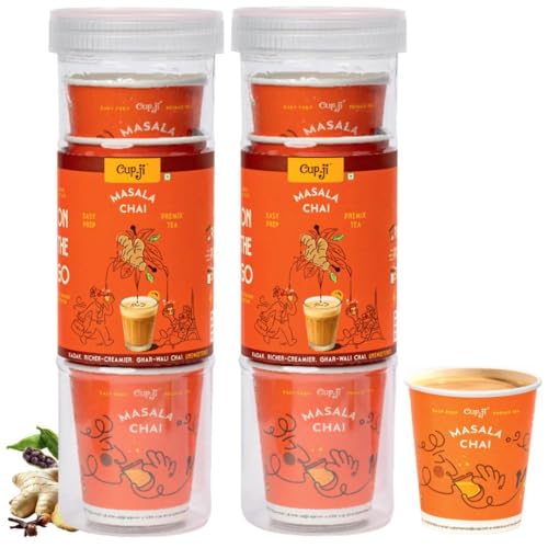 Image of Cup-Ji Masala Chai Premix Cups | Instant Tea | Each Cup Size 210 ml | Kadak Ghar-Wali | No Added Sugar | On the Go | Easy Prep | For Office and Travel | Pack of 2 in Each Jar 7 Cups
