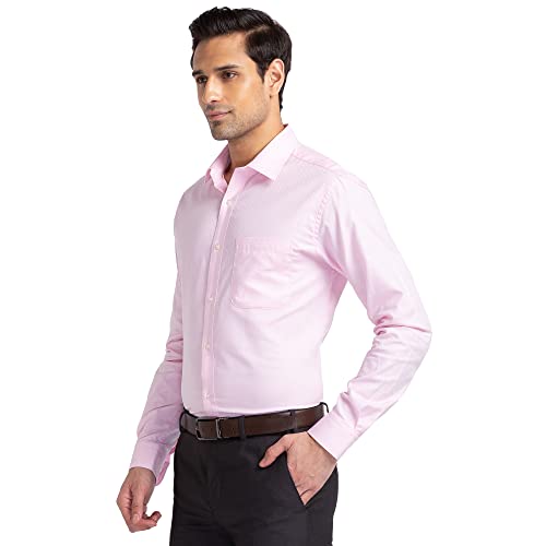 Image of Raymond Men's Pure Cotton Jacquard Pattern Slim Fit Semi Cutaway Collar Full Sleeve Formal Shirt