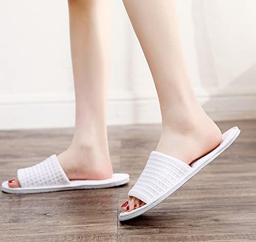 5 Pairs Disposable Slippers Open Toe Non-Slip Hotel Spa Slippers Flat Waffle White House Shoes Sandals for Spa, Party Guest, Hotel and Travel (Open-Toe)