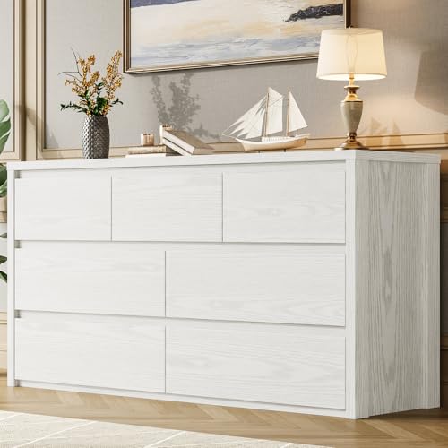 GarveeHome 7 Drawer Dresser for Bedroom, Wide Modern Chest of Drawers, Large Wood Dresser Wooden Storage Organizer for Living Room, Hallway Entryway,