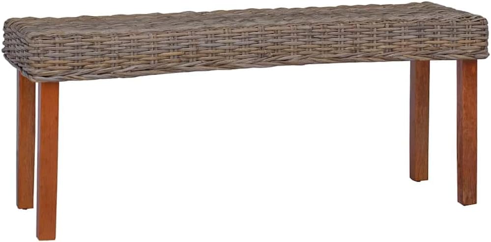 vidaXL Natural Kubu Rattan and Solid Mango Wood Bench - Comfort and Durability Packed in a Stylish Design