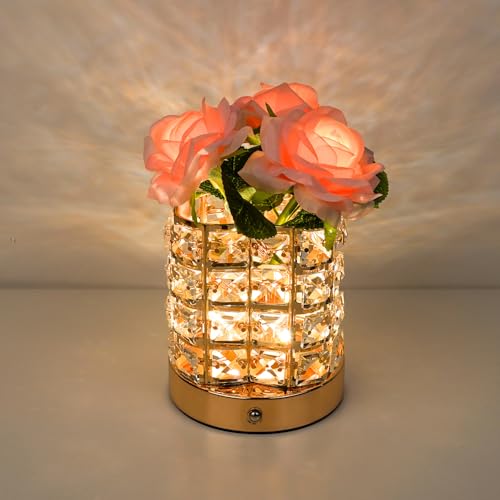Image of 4000mAh Rechargeable Rose Lamp, Cordless Bedside Nightstand Light