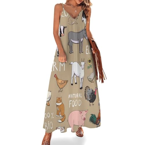 Robe Maxi Col V Fluide pour Rester au Frais sans Manches en Été