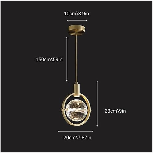 Miniatura 5 de 2 Pack Pendant Lights, Mid Century Globe Crystal Ceiling Hanging Lighting with Metal Decoration, Adjustable Height Neutral Light Chandelier for