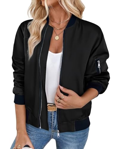 ZEAGOO Blouson Damen Herbst Dünn Bomberjacke Vintage College Jacke...
