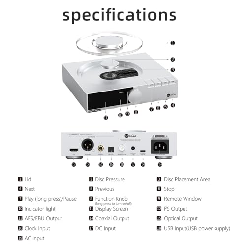 SMSL PL200T Lecteur CD sans Jitter Sorties Numériques I2S et AES