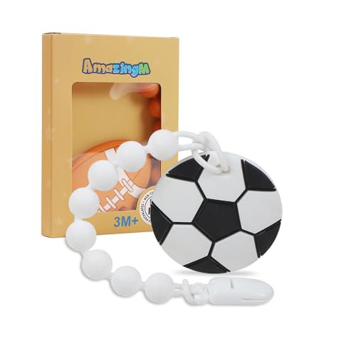 Baby Food Grade Silicone Soccer Teether with Pacifier Clip