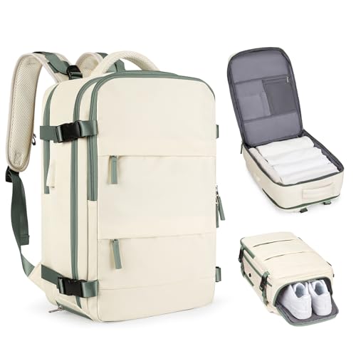Large travel backpack with separate shoe and laptop compartments