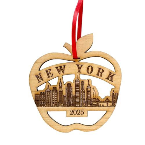 New York Christmas Ornament 2025, Big Apple Ornament, Beautiful Laser Cut Wood Gifts, Big Apple Ornaments or Gift Idea, Stocking Stuffer, New York City Trip Souvenir Idea, Comes in Gift Box
