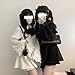 Wayolyn 2 Pieces Lolita Sets Kawaii Long Sleeve Blouse Women Goth Tennis Pleated High Waisted Cute Ruffle A Line Skirts (White,M,Medium)