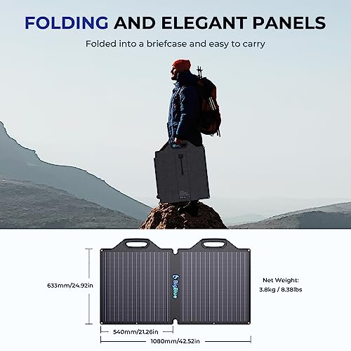 Bigblue 100W Etfe Portable Solar Panels With Kickstands, Ip65 Waterproof Solar Panel Charger(19.8V/5.05A) With Sae And Mc4 Cable For Jackery Explorer/Baldr/Goal Zero Power Station, Outdoor Camping #TOP5