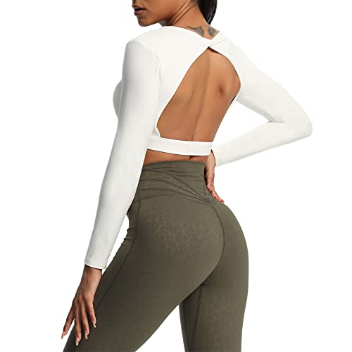 Aoxjox Long Sleeve Crop Tops for Women Define Sculpt Workout Cropped T Shirt Top4