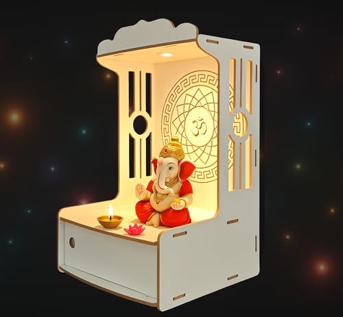 Image of Alpine Willow Temple for Home with Door (Height-20 inches) I Puja Mandir with Door for Home with Doors I Pooja ghar I Wooden Temple I Laddoo Gopal mandir I Devghar I Pooja Unit I Puja Stand