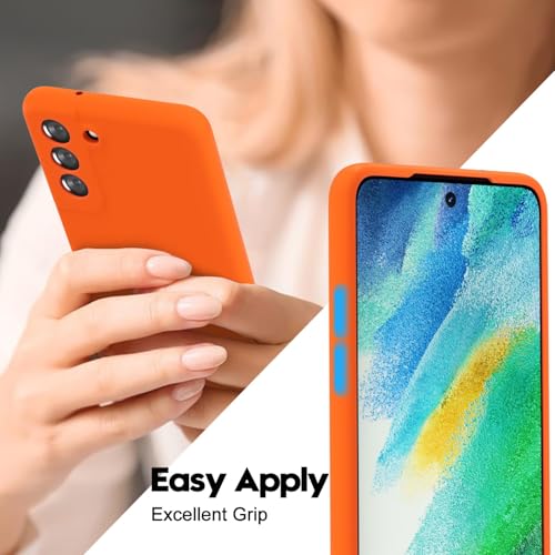 LoeoeL for Samsung Galaxy S21 FE Phone Case Silicone, Fluorescent Neon Orange Bright Color Matte TPU, Minimalist Ultra Thin Slim Soft Rubber Gel Girly Cute Case for Women Men, Camera Cover Protection by LoeoeL - Used condition - Image 5