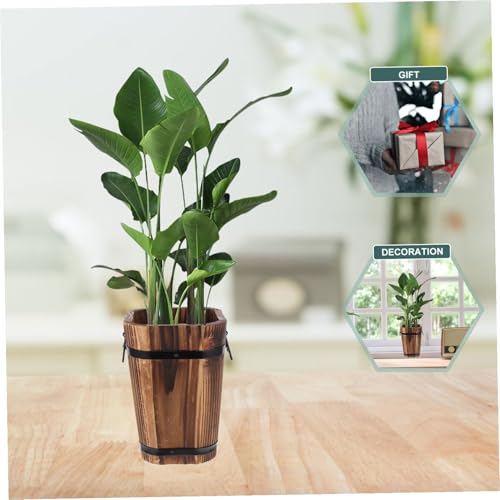 Pot de fleurs en bois rétro vintage pour aménagement extérieur - 5