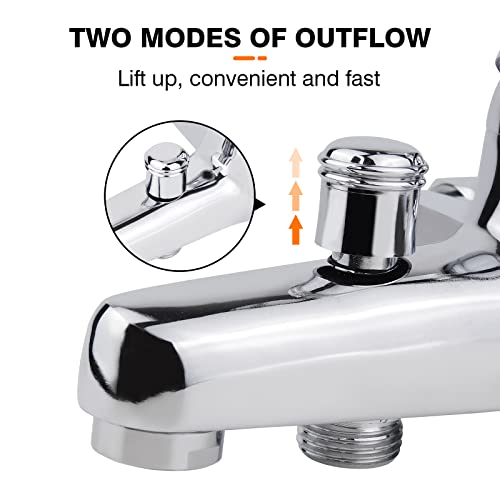 Bath Tap with Handheld Shower, 3 Modes Spray Bath Shower Filler Mixer Tub Tap 150cm Hose, Wall Mounted Single Lever Durable Chrome Solid Brass with Handheld Shower Head Faucet - Image 4