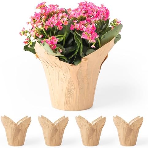 Natural kraft 4.5 inch decorative plant pot covers in a five pack