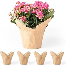 6 AZA Plant Pot Covers, Decorative Plant Sleeve for Indoor House Plants, Reusable and Gift-Ready for Potted Flowers, Natural Kraft, Pack of 5