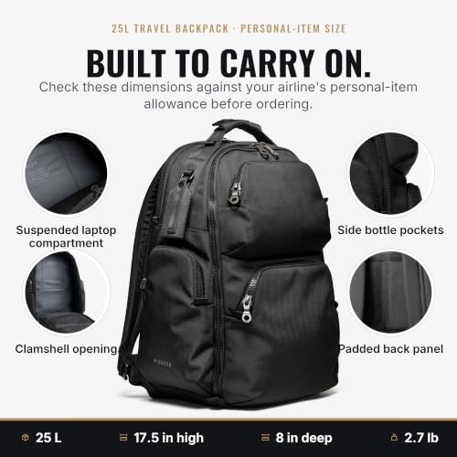 PIONEER CARRY Panda Pack 25L Carry-On Travel Backpack, Black - Image 2