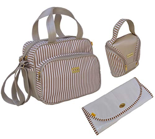 Conjunto de Bolsa, Frasqueira, Porta Mamadeira e trocador Deslumbre Rosa