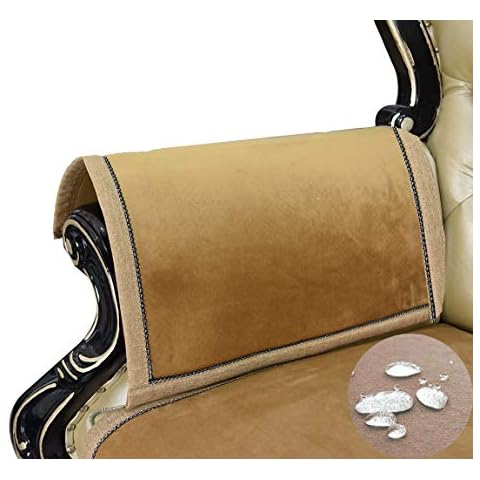 ZUODO Super Soft Brown Velvet Sofa Armrest Covers Nonslip Coffee Arm Cover Sofa Throw Pad Furniture Protector Sold by 2 Pieces Waterproof(Velvet brown) Cover