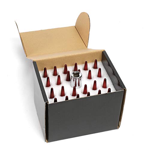 Image of DNA MOTORING LN-ZTL-9056-RD 24Pcs M14 x 1.5 23mm OD /112mm Height Close End Lug Nuts + Adapter, Red
