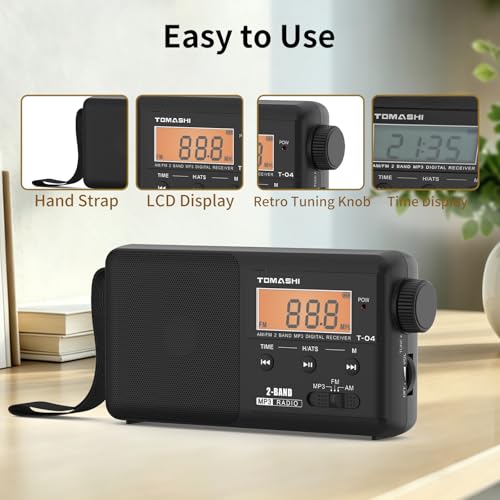 TOMASHI Portable AM FM Radio, USB-C Rechargeable Auto Scan Radio by TOMASHI - Image 8