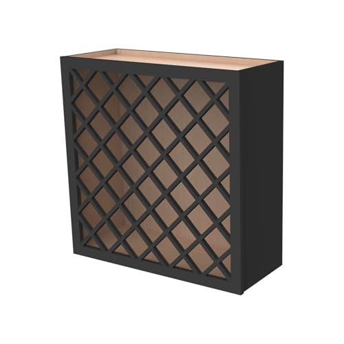 Cozyhommie Solid Wood Rta Wine Bottle Rack Wall Cabinet With Lattice Panels cover