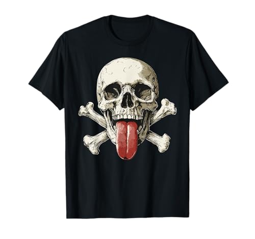 Tête de Mort Moderne, Crâne Pirate Qui Tire la Langue, rétro T-Shirt