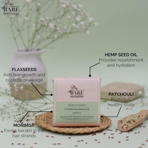 Image of Bare Necessities Flaxseed & Moringa Natural Shampoo Bar for Moisturizing, Detangle for Soft Shiny Hair | Paraben free shampoo | Plant-based Protein shampoo for Dry and Frizzy hair - 85g