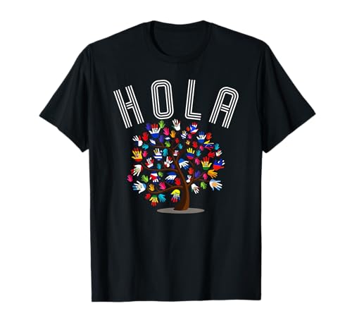 HOLA - Hispanic Heritage Month Latino Hand Flag Tree T-Shirt