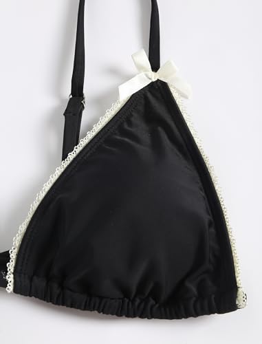 ZAFUL Women's String Triangle Bikini Sets Sexy Triangle Textured Tied High Cut Swimsuit Brazilian 2 Piece Bathing Suit3