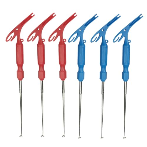 Healifty fishing hook quick removal 6pcs Stainless Steel Fish Hook Remover Tool Set with Fly Fishing Knot Tying Tools for Freshwater and Saltwater