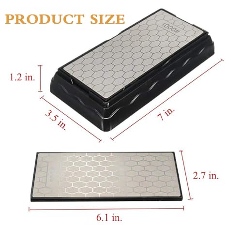Double-sided Diamond Sharpening Stone, Knife Sharpener Stone diamond sharpener Honeycomb Surface Plate with Non-slip Base for Scissors Knives Outdoor Kitchen Sharpen Tools (400/1000 Grit) by YCAMMIN - Used condition - Image 3