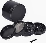 Herb & Spice Grinder | Best Small 4 Piece Metal with Magnetic Top Grinder Jar (Onyx Black)