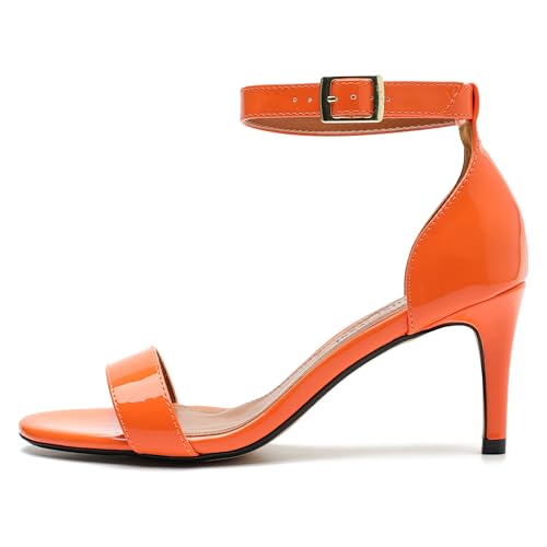 Image of MAIERNISI JESSI Unisex Men's Women's Ankle Strap Heeled Sandals, Open Toe, Buckle Closure, Kitten High Heel