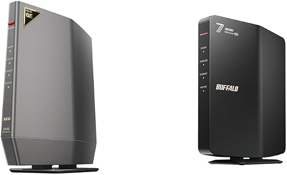 Buffalo Router Wi-Fi 6E 11ax 6GHz AXE5400 Tri-Band 6 Stream 2401 + 2401 + 573 Mbps Wired 2.5Gbps WSR-5400XE6/N + WiFi 7 11be Dual Band 2882+6 88Mbps Eco Package WSR3600BE4P/NBK