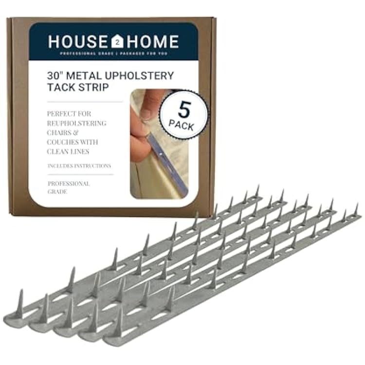 House2Home 30 Upholstery Metal Tack Strips, Fabric Reupholstery Supplies for Furniture, Couch, Chair, and Sofa, Includes Instructions, 5-Pack