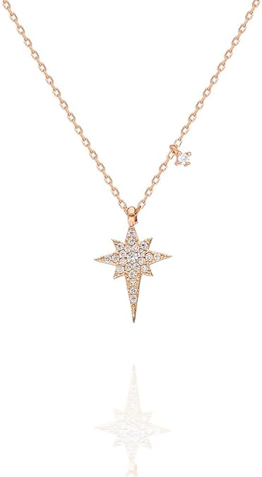 NEREZE 925 Carat Tiny Pole Star Necklace Women's Silver Necklace