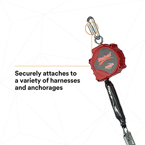 3M Dbi-Sala 20' Protecta Rebel Single Leg Self-Retracting Polyester Web Lifeline With Steel Snap Hook, Swiveling Anchorage And Anchorage Carabiner,3100431,Red/Black #TOP5