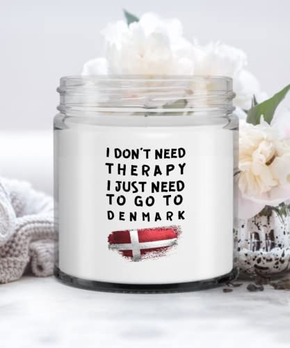 FG Imagination Danish Candle I Don't Need Therapy, I just Need to go to Denmark Soy Wax Vanilla Candle Unique Gift for Danish Candle